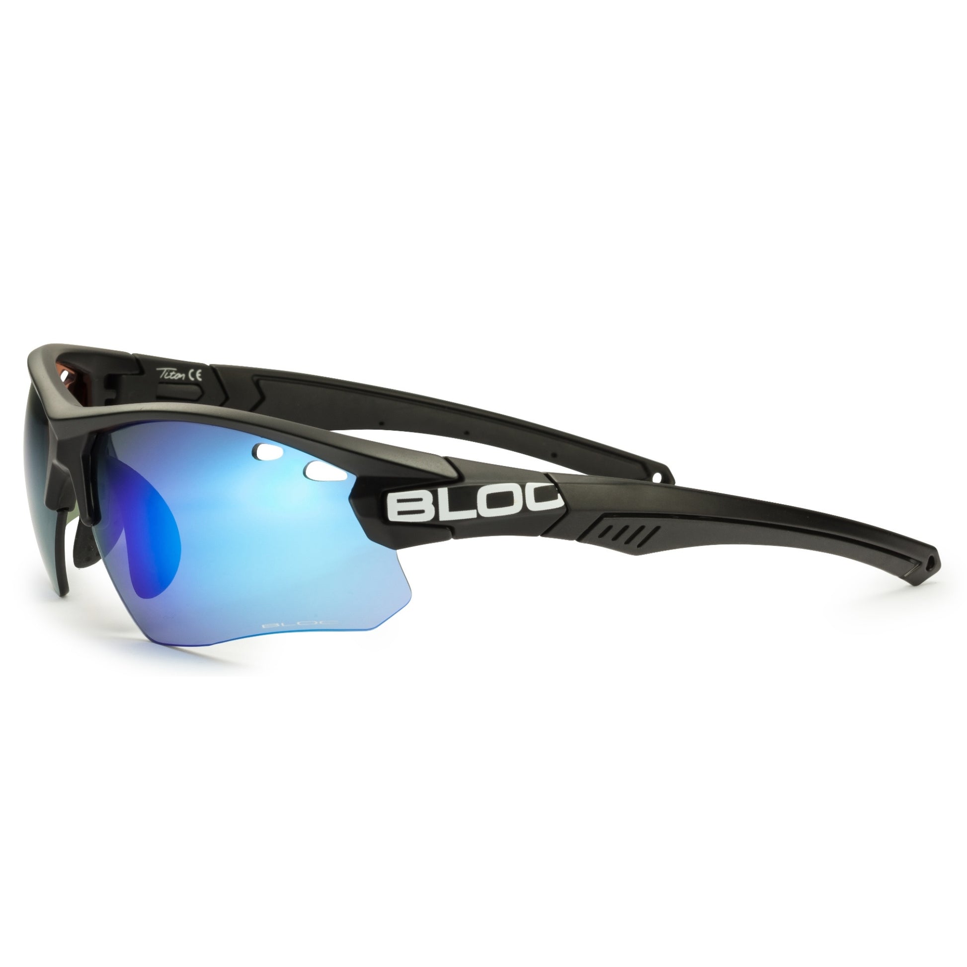 Bloc Titan XB630S Sunglasses – Black Blue Mirror Cat 3 Single Lens