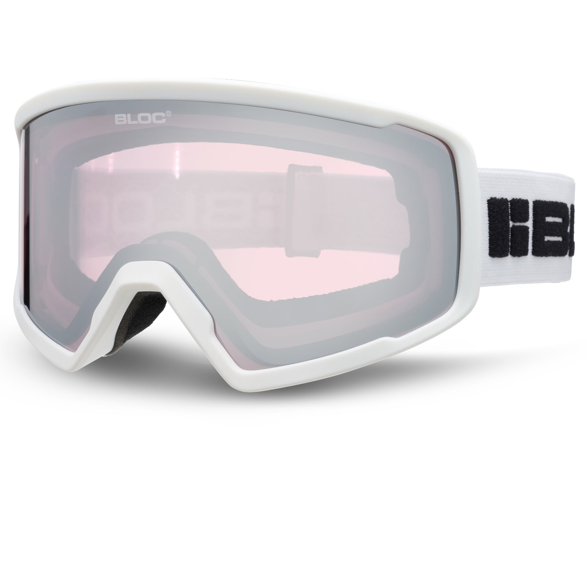 ski goggle mirror Bloc Sirus SIR07 Ski Goggles – Matt White Light Purple Silver Mirror – Bloc Eyewear