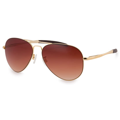 Bloc Darwin 2 F928 fashion aviator sunglasses with Cat 3 brown graduated lens, UV400 protection and gold metal frame for timeless everyday style.